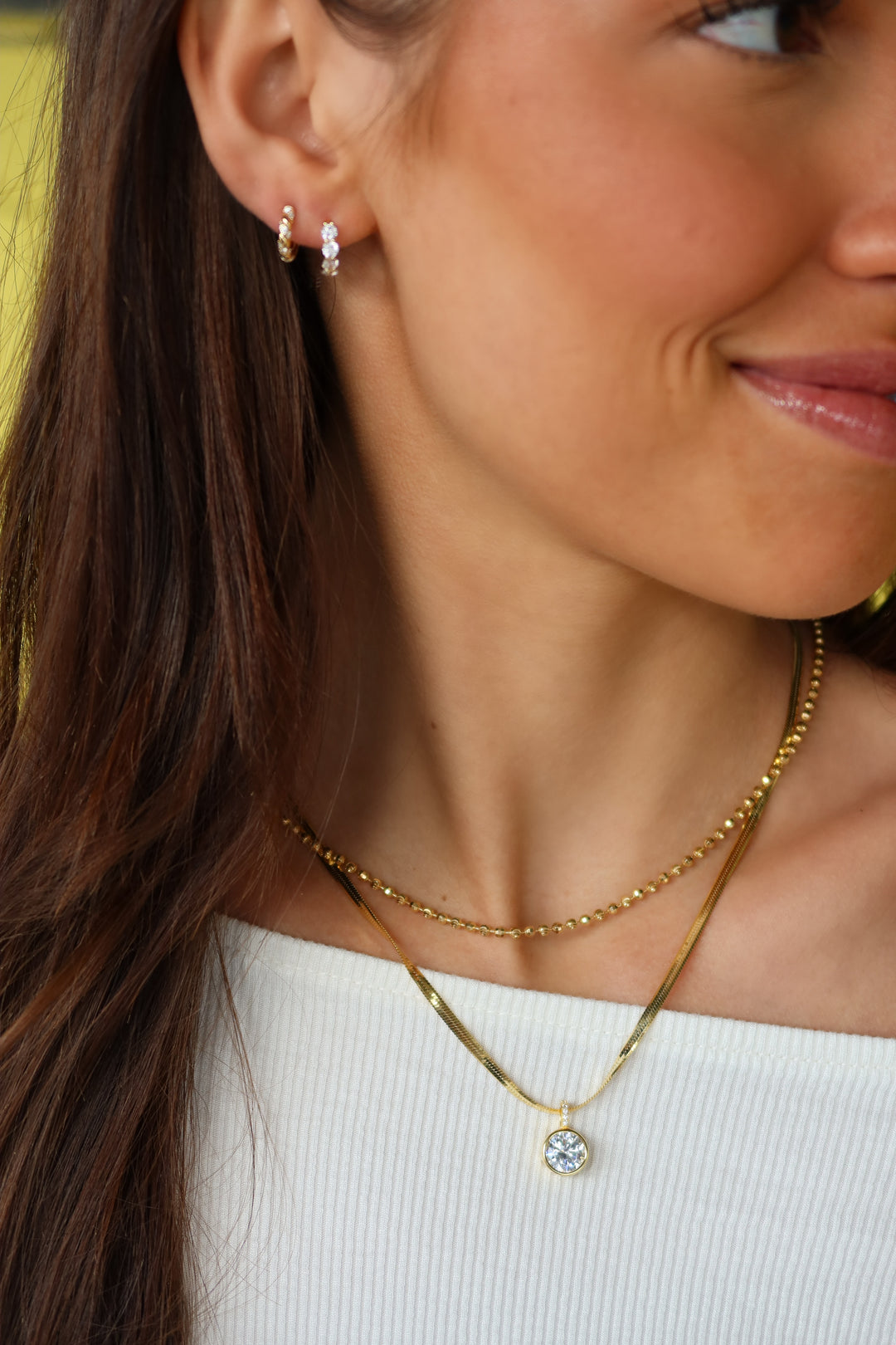 Bezel Snake Chain Necklace