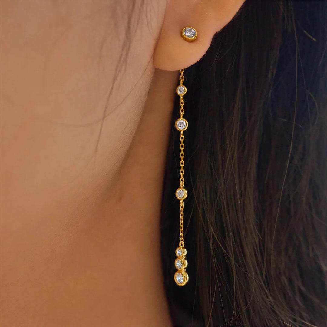Bezel Station Front &amp; Back Drop Earrings
