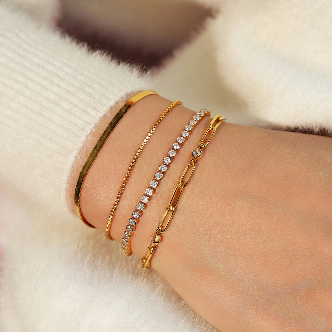 Bezel Station Paperclip Bracelet