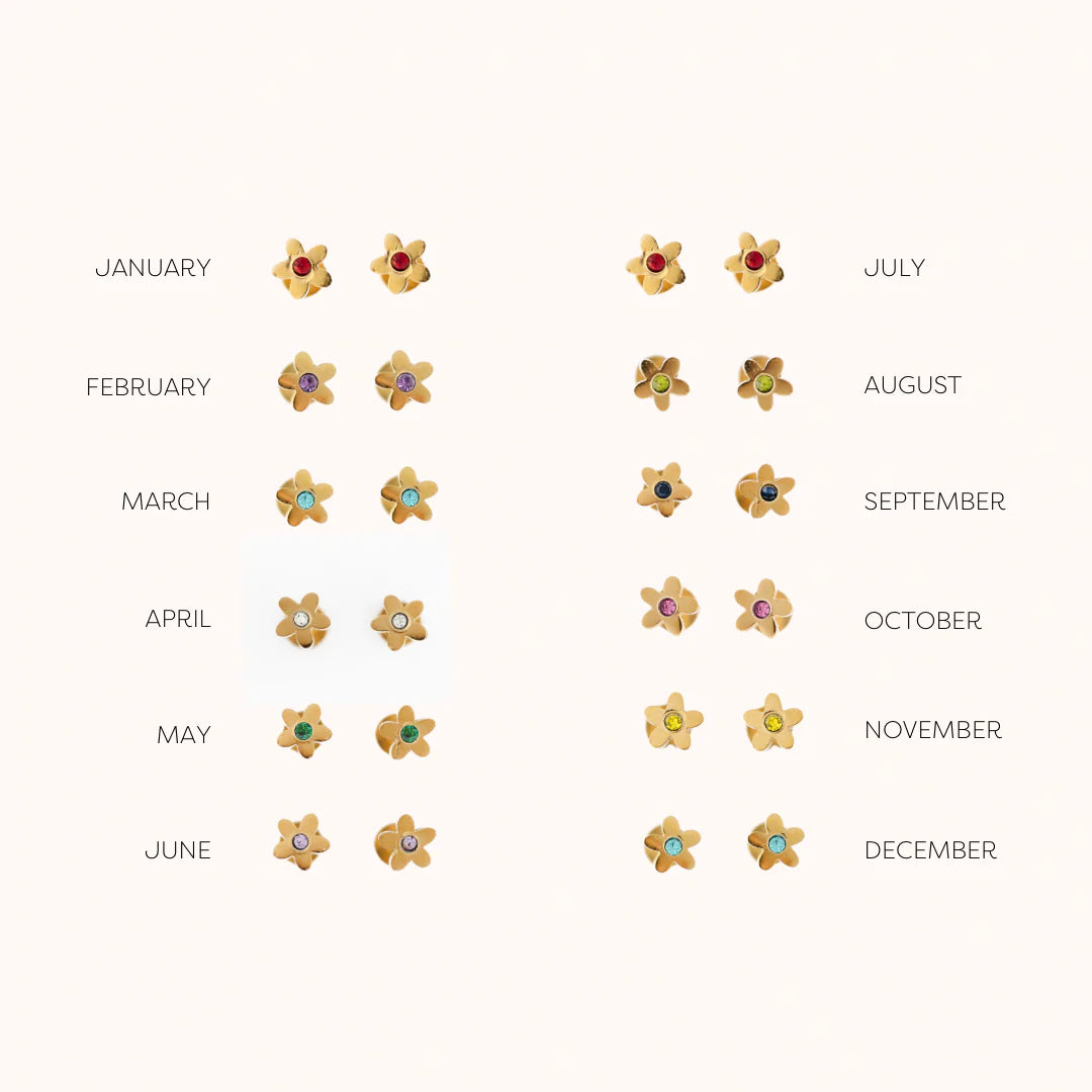 Birthstone Flower Studs