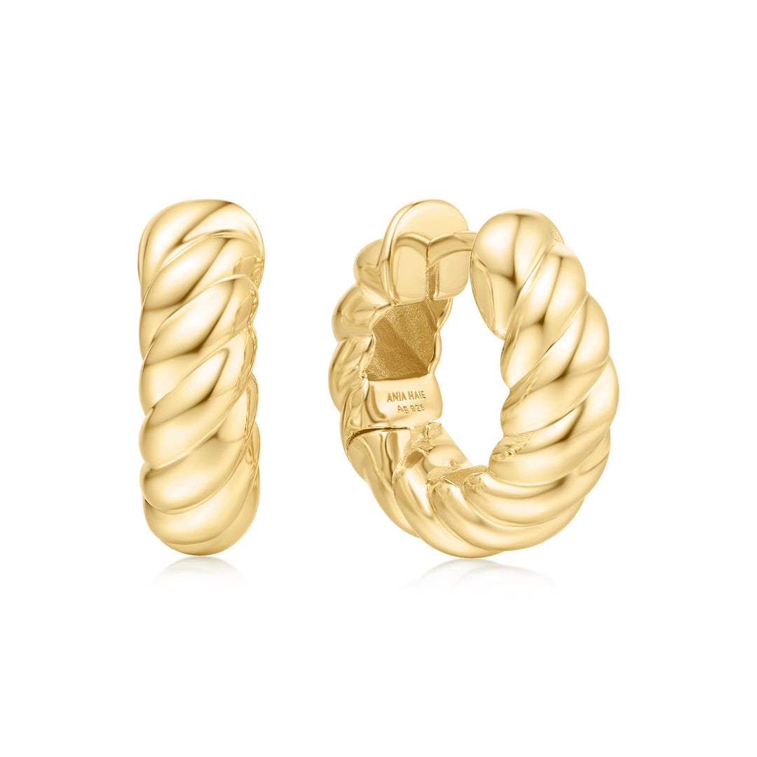 Bold Rope Twist Huggie Hoops