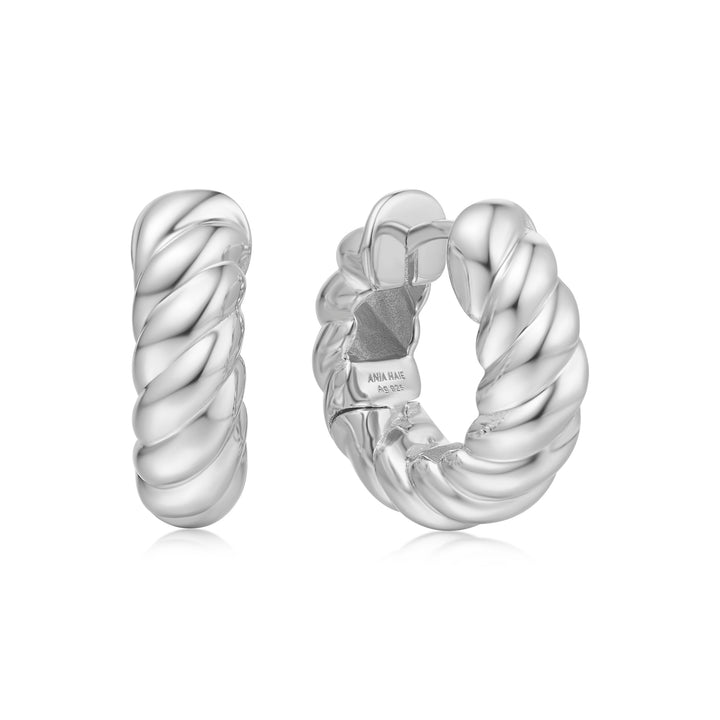 Bold Rope Twist Huggie Hoops