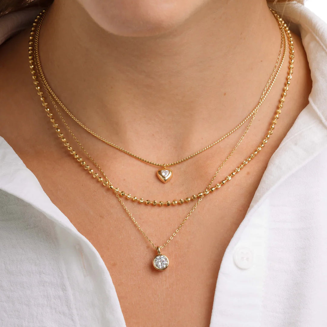 Bubble Bezel Heart Necklace