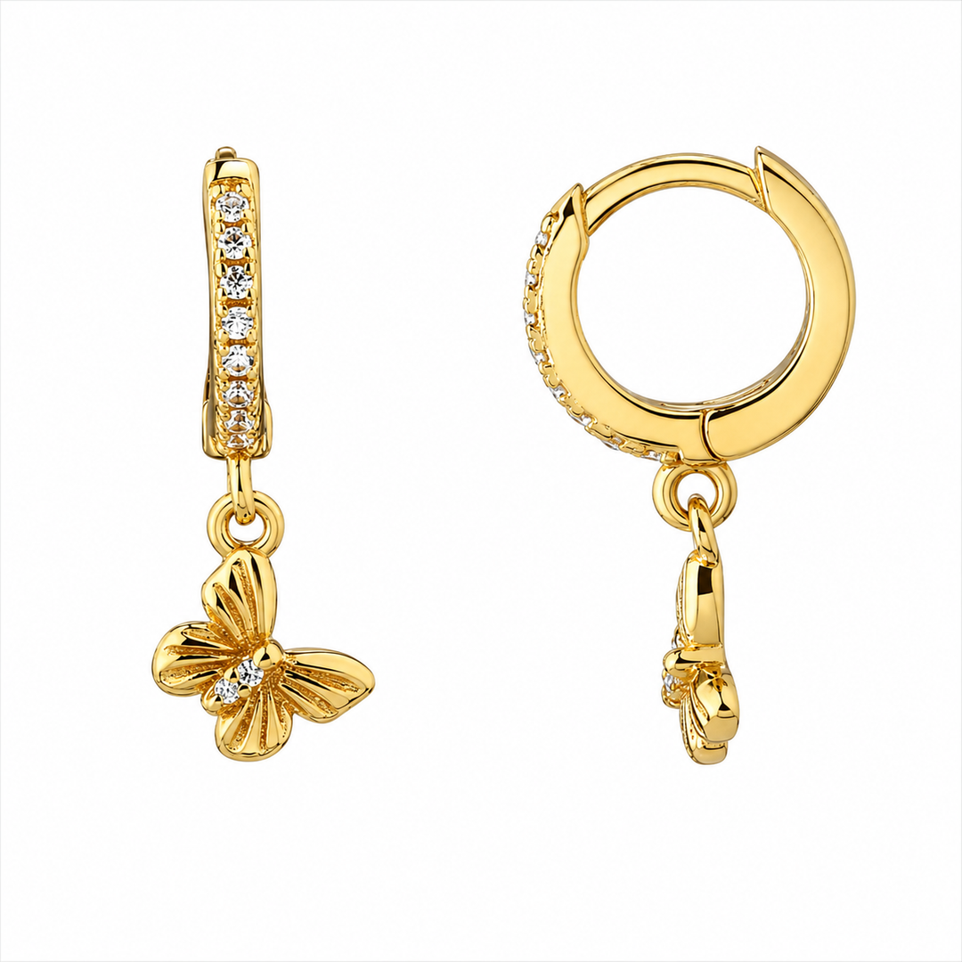 Butterfly Dangle Huggie Hoops
