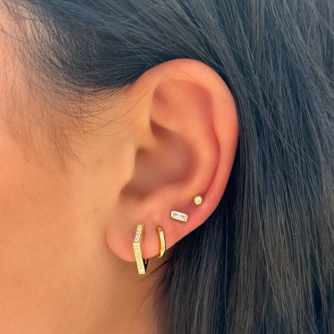 CZ Baguette Stud