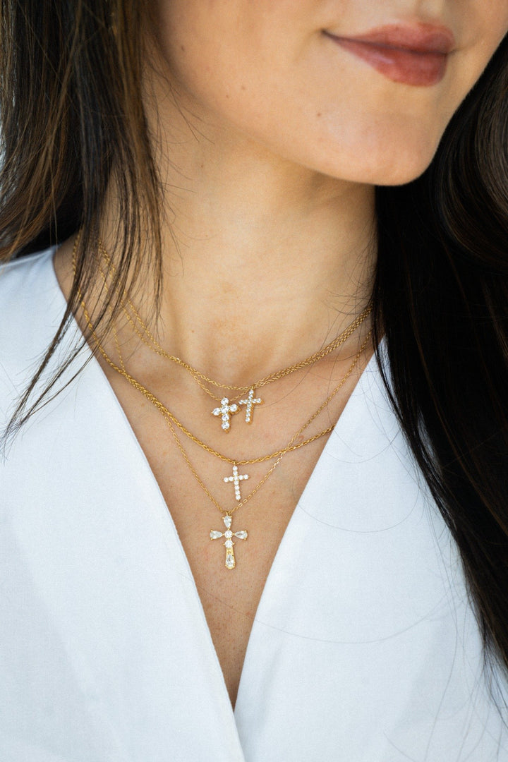 CZ Cross Pendant Necklace