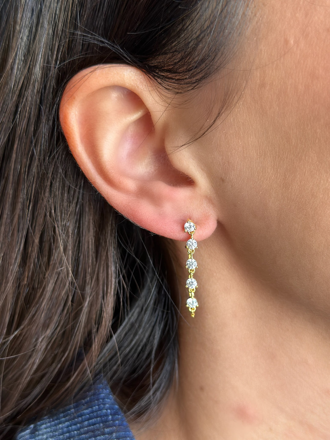 CZ Drop Chain Studs
