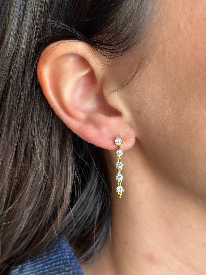 CZ Drop Chain Studs