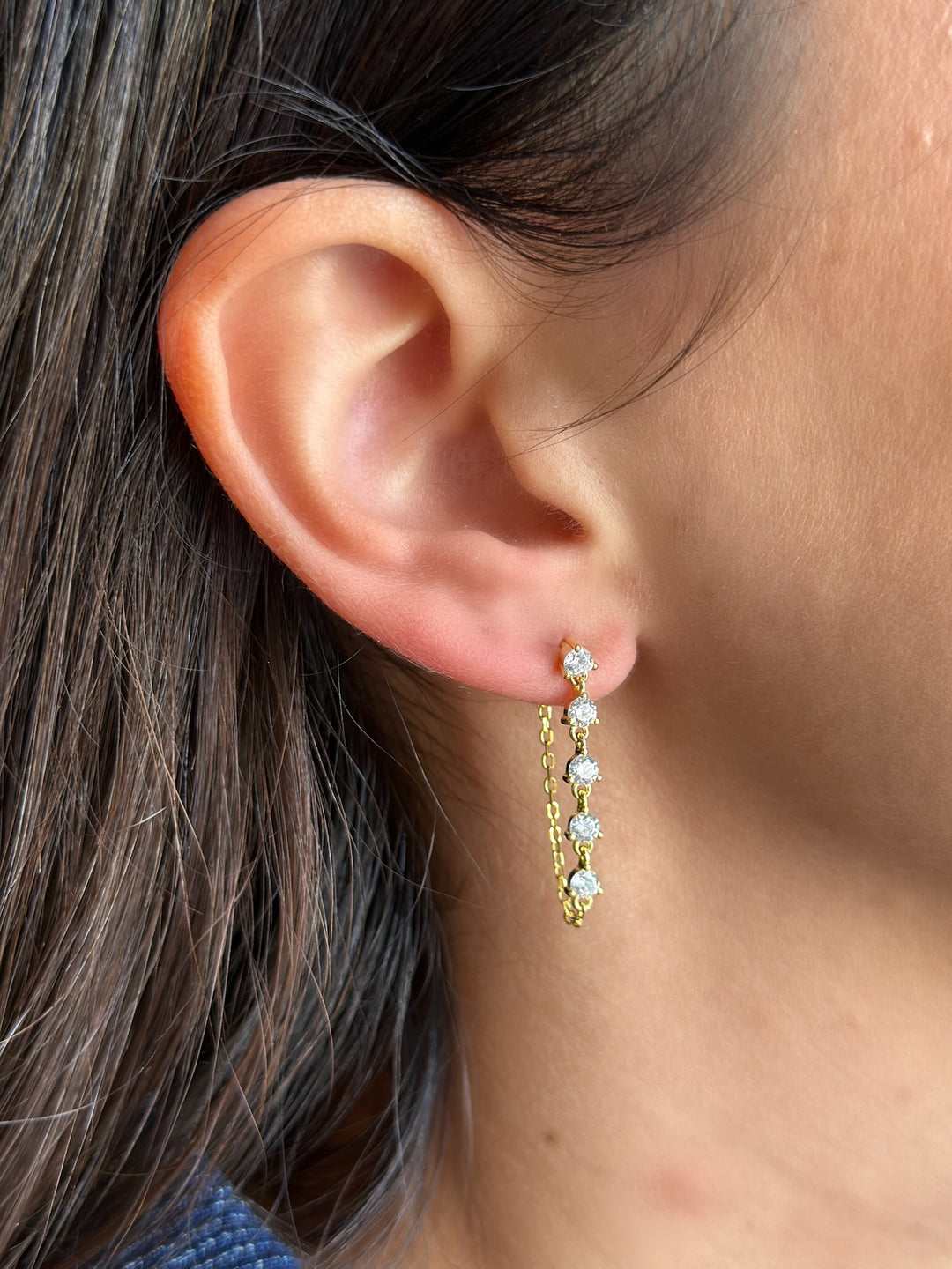 CZ Drop Chain Studs