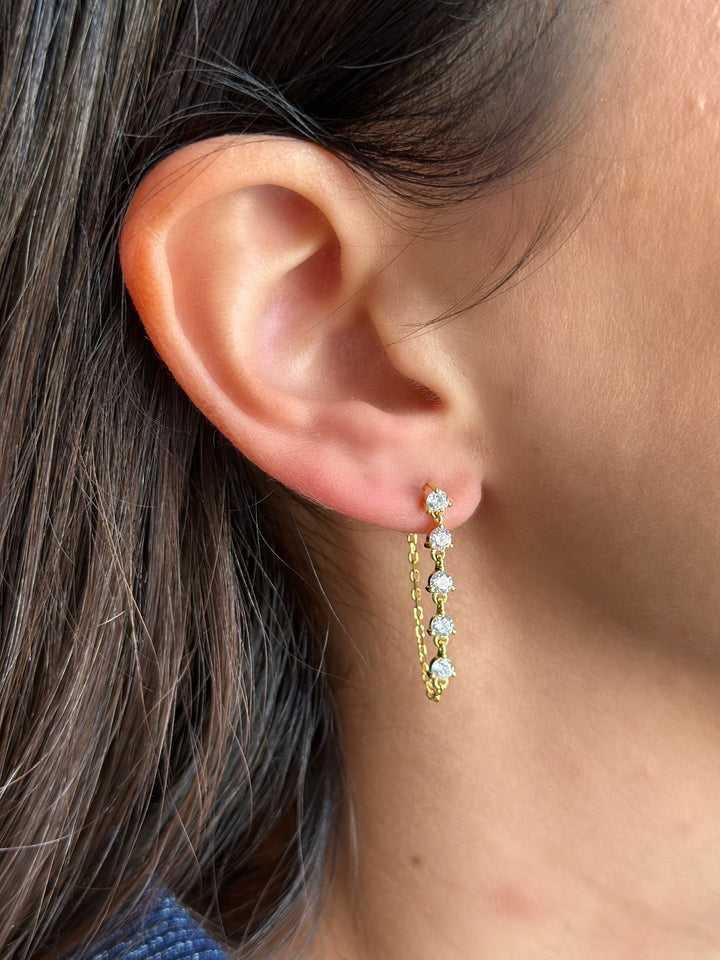CZ Drop Chain Studs