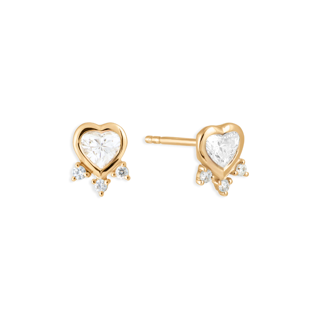 Bezel Heart Burst Studs