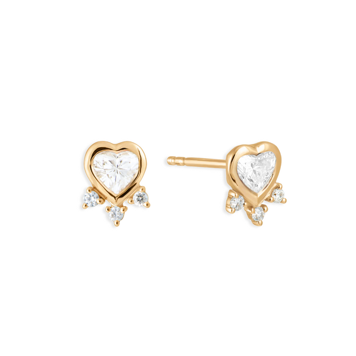 Bezel Heart Burst Studs