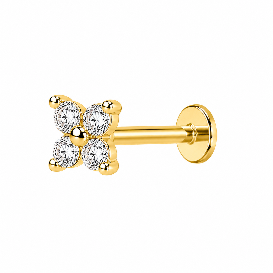 CZ Flower Flat Back Stud