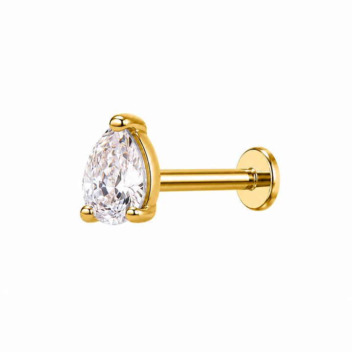 CZ Teardrop Flat Back Stud