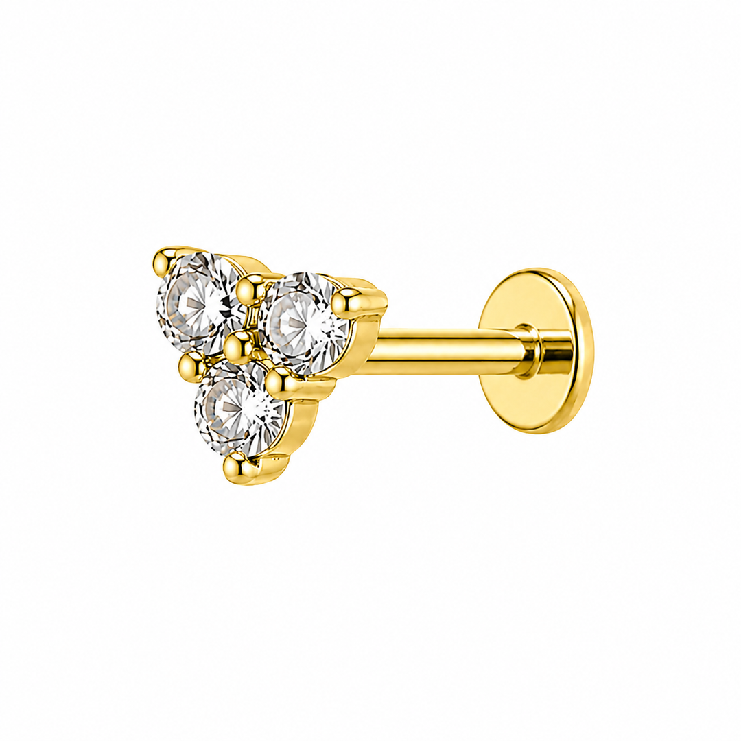 Triple Cluster CZ Flat Back Stud