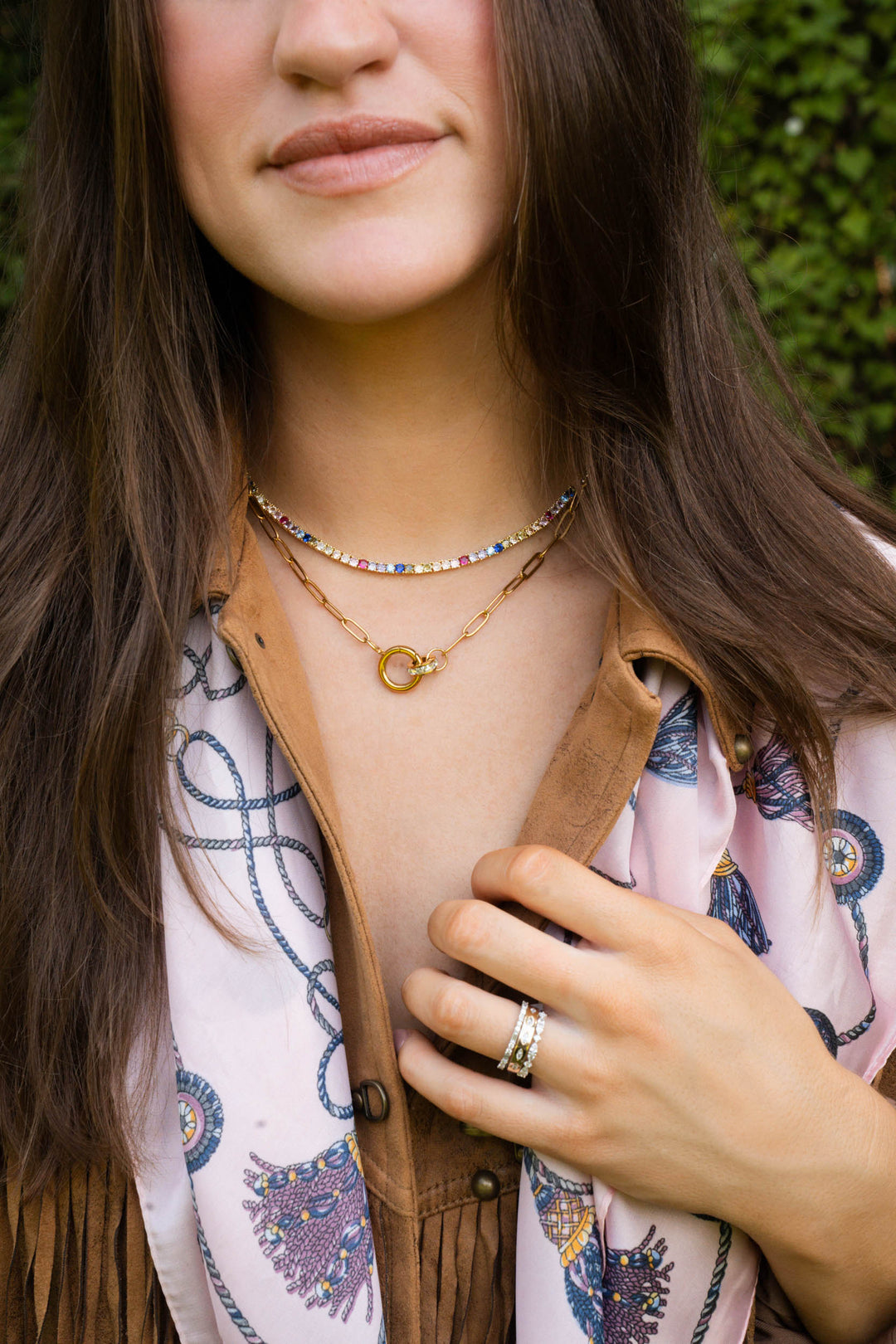 CZ &amp; Wheel Paperclip Chain Necklace