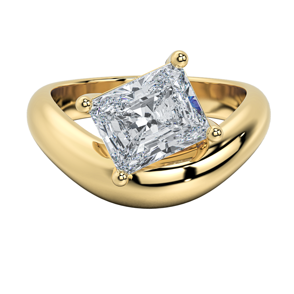 Caroline Signature engagement ring with a radiant cut diamond in 14K yellow gold.