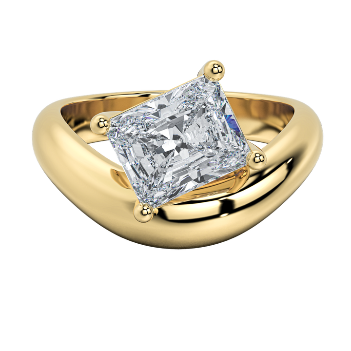 Caroline Signature engagement ring with a radiant cut diamond in 14K yellow gold.