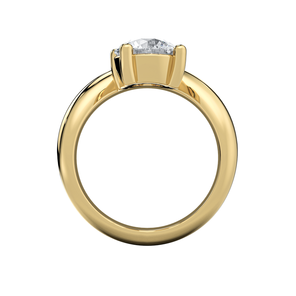Caroline Signature 14K yellow gold engagement ring with a sculptural curve and a brilliant 2 CT diamond.