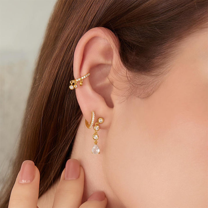 Cascade Bezel Teardrop Earrings