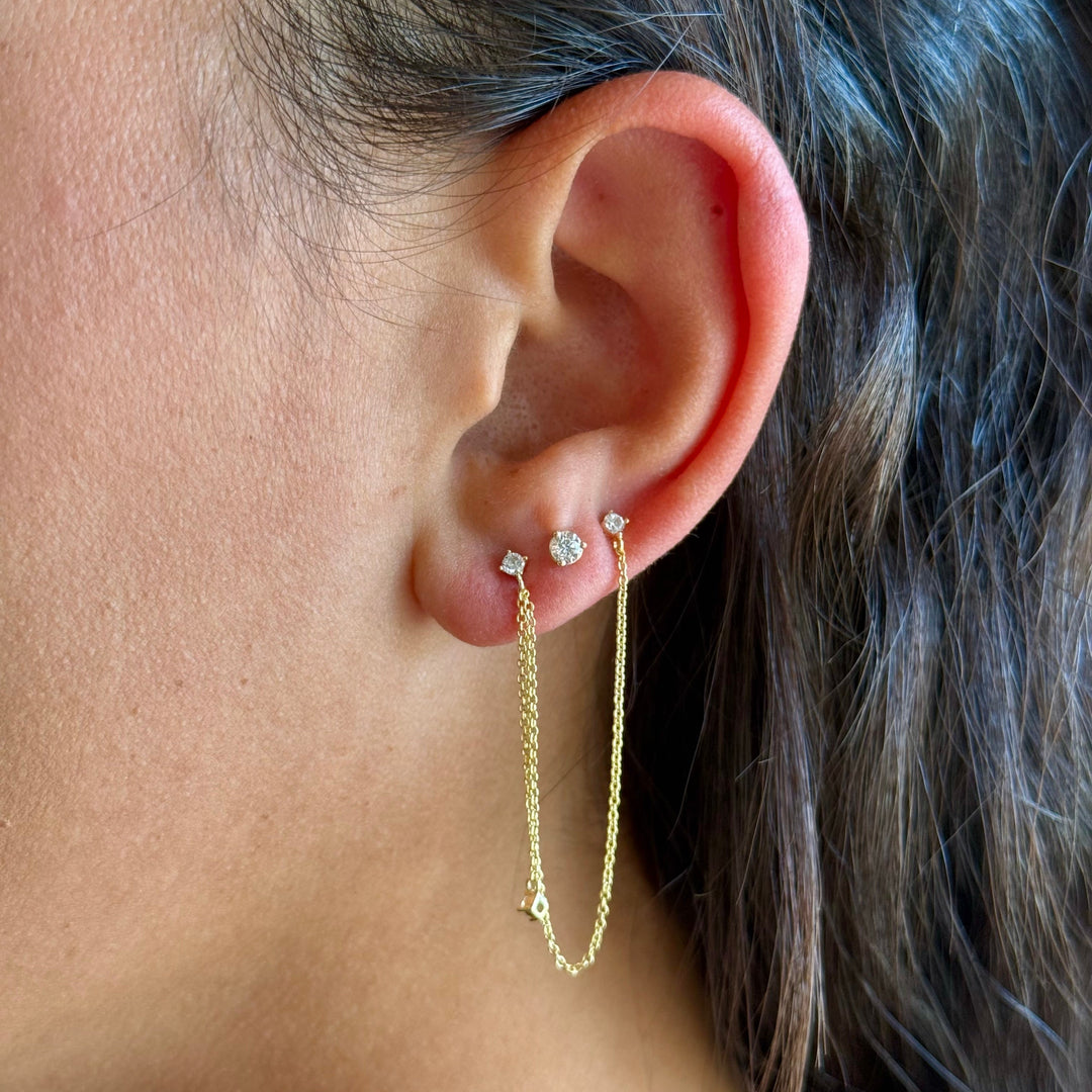 Chain Drop Double Piercing Stud