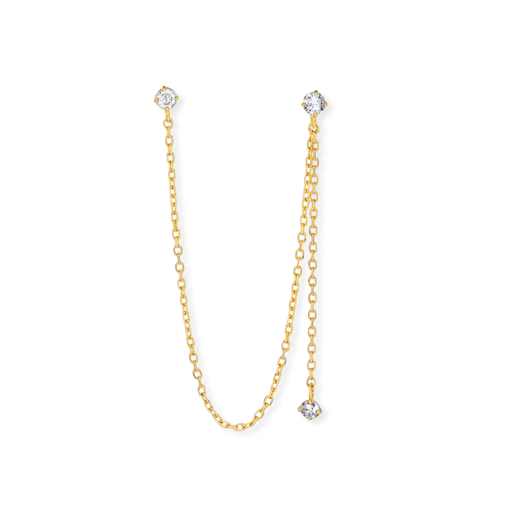 Chain Drop Double Piercing Stud
