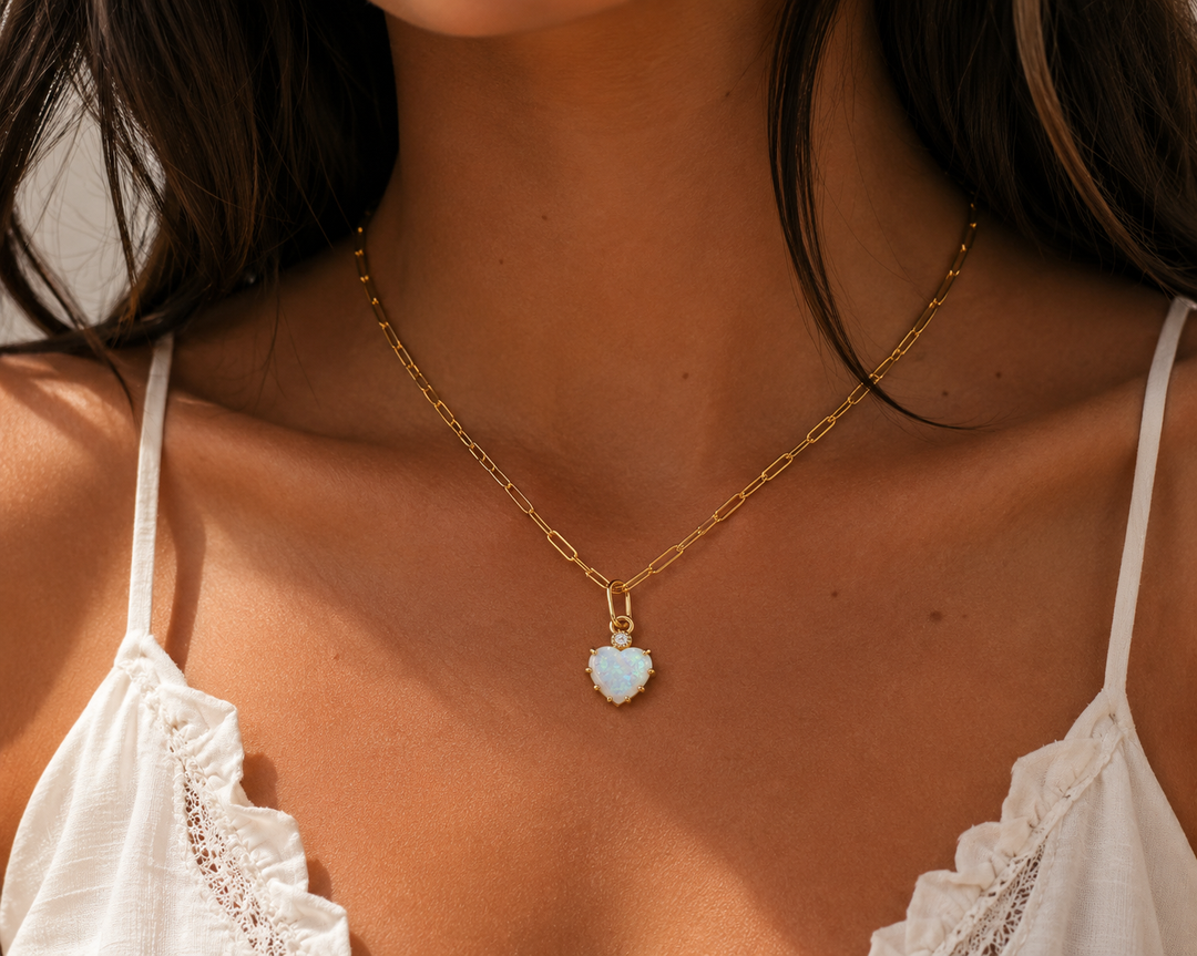 Opal Heart Charm
