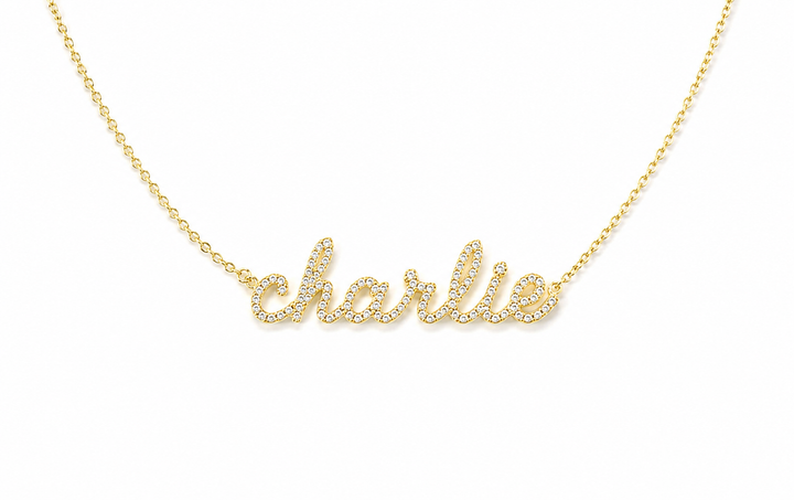 Pave Script Name Necklace