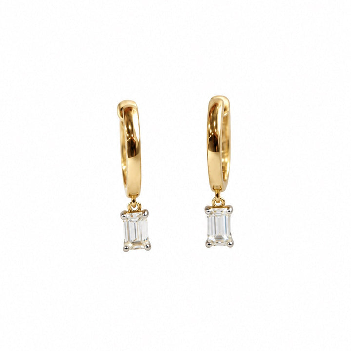 14K 0.60 CTW Lab Grown Emerald Diamond Dangle Huggies