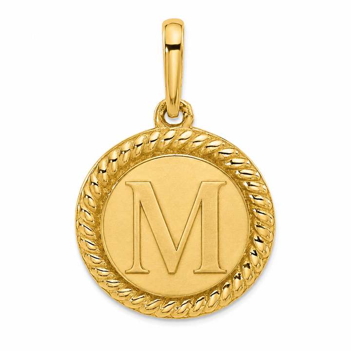 14K Tiny M Round Rope Charm