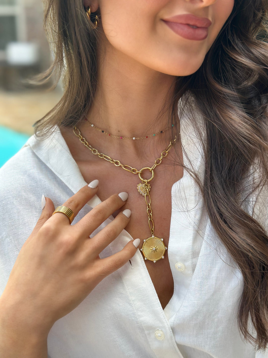 Enamel Beaded Chain Necklace
