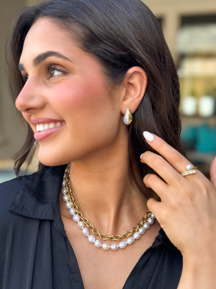 Two-Tone Chunky Teardrop Earring