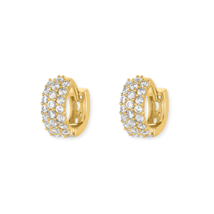 Chunky Three Row Pave Huggies