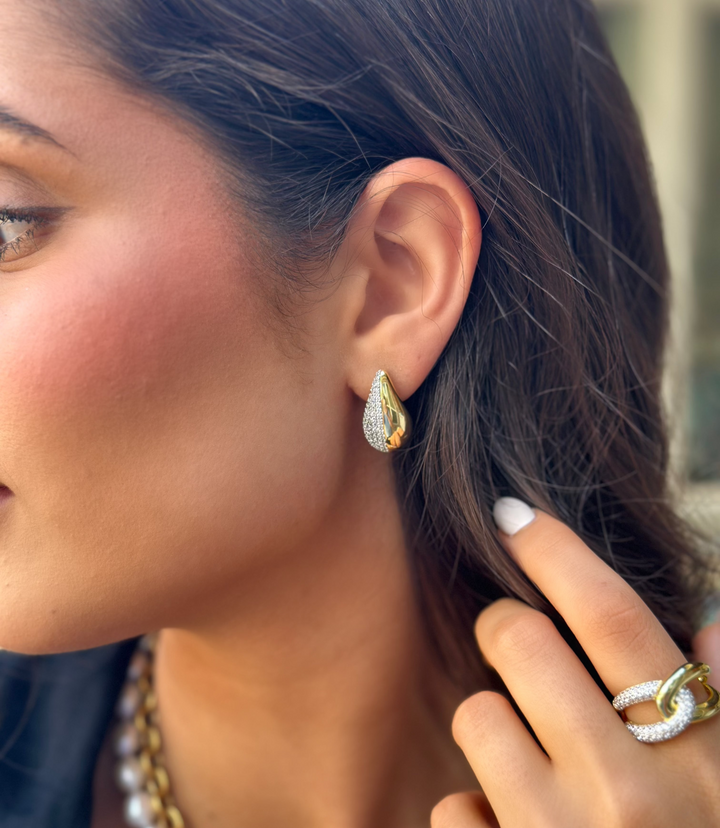 Two-Tone Chunky Teardrop Earring