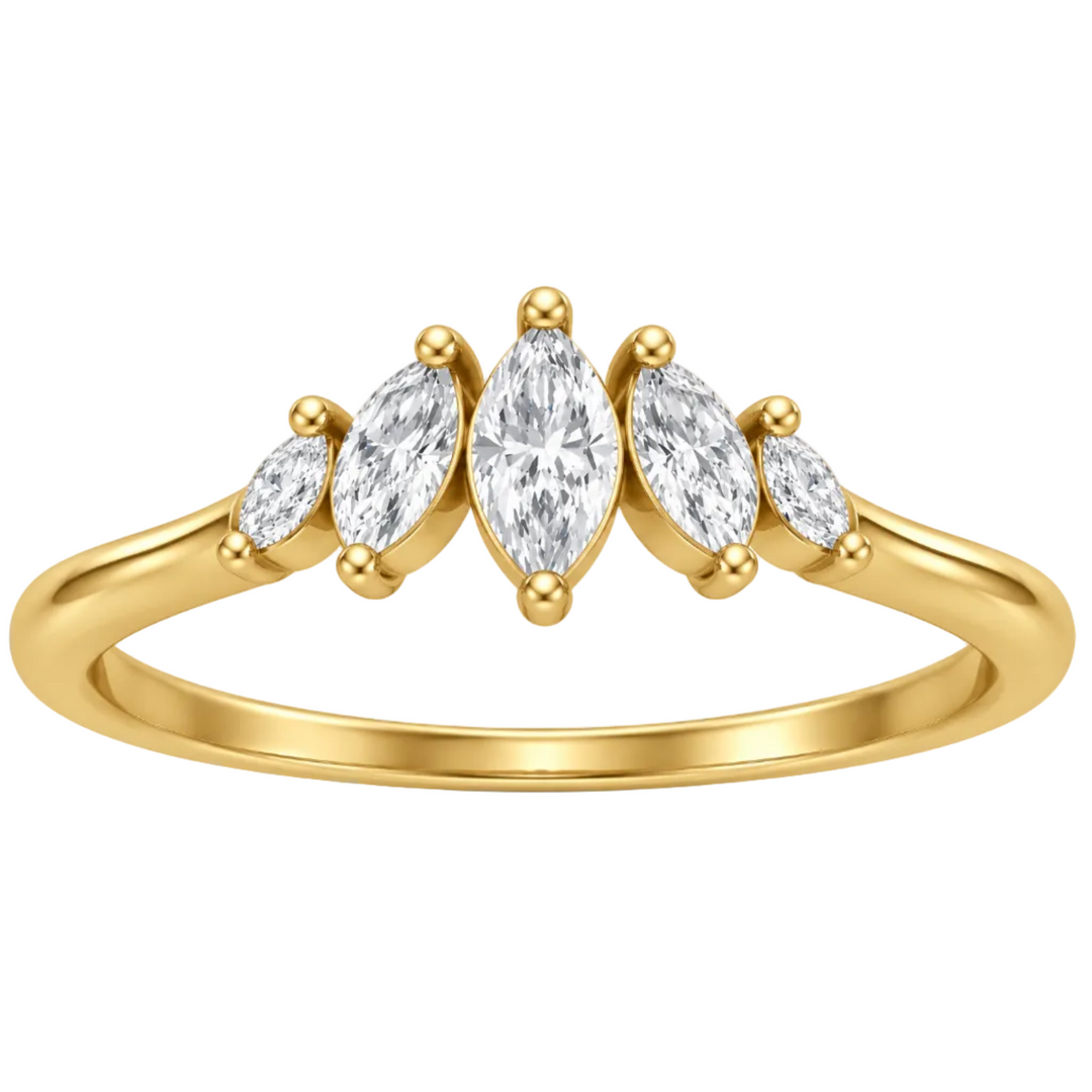 14K Marquise Lab Grown Diamond Contour Band