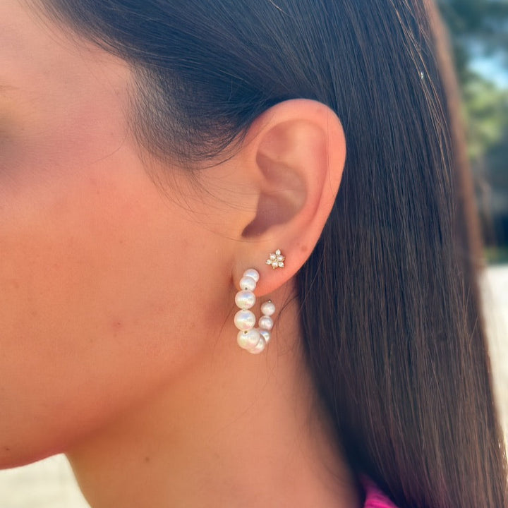 Cultured White Freshwater Pearl Hoops