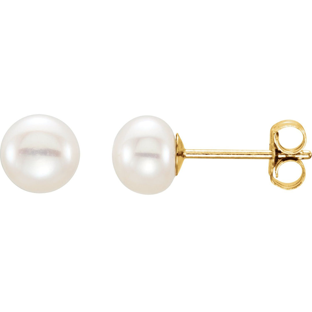 Cultured White Freshwater Pearl Studs