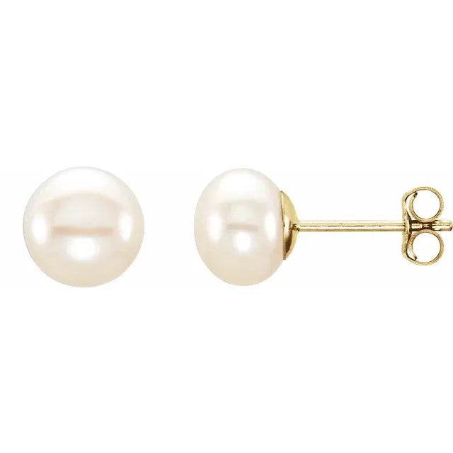 Cultured White Freshwater Pearl Studs