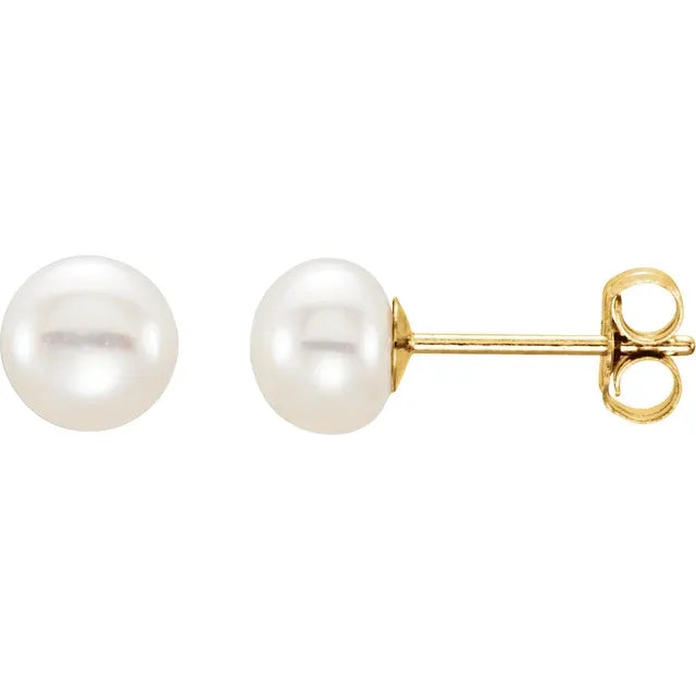 Cultured White Freshwater Pearl Studs