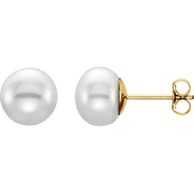 Cultured White Freshwater Pearl Studs