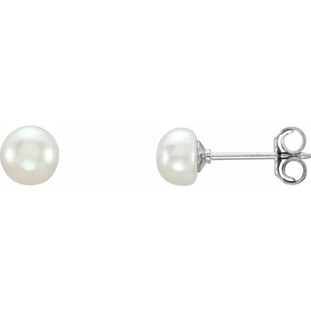 Cultured White Freshwater Pearl Studs