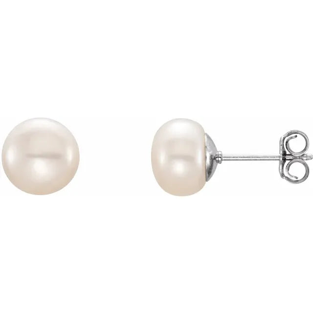 Cultured White Freshwater Pearl Studs