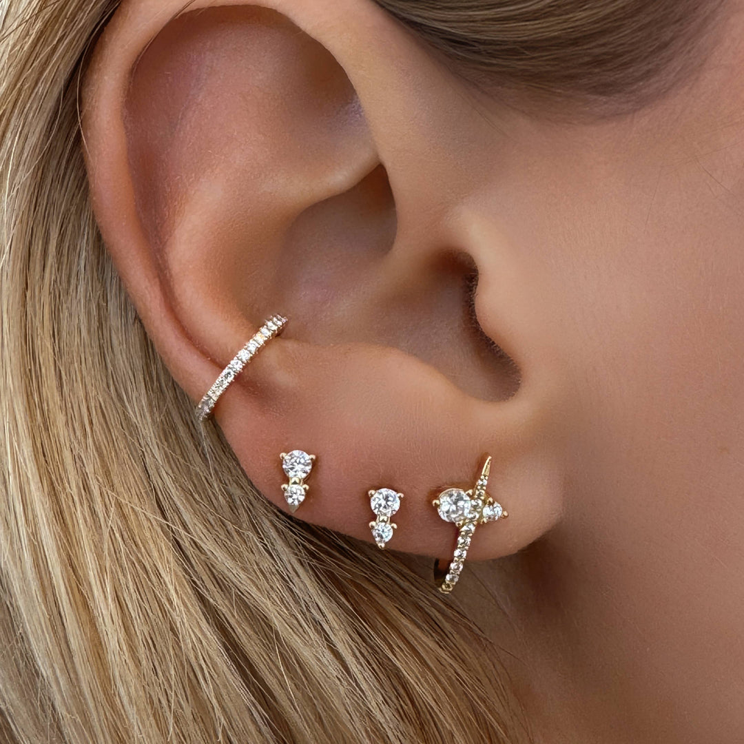 Curved Pave Bar Studs