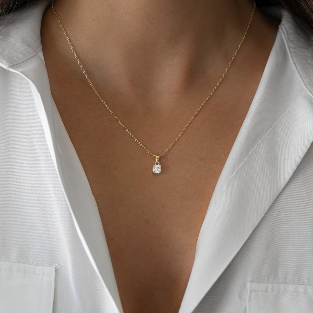 Cushion Solitaire Necklace