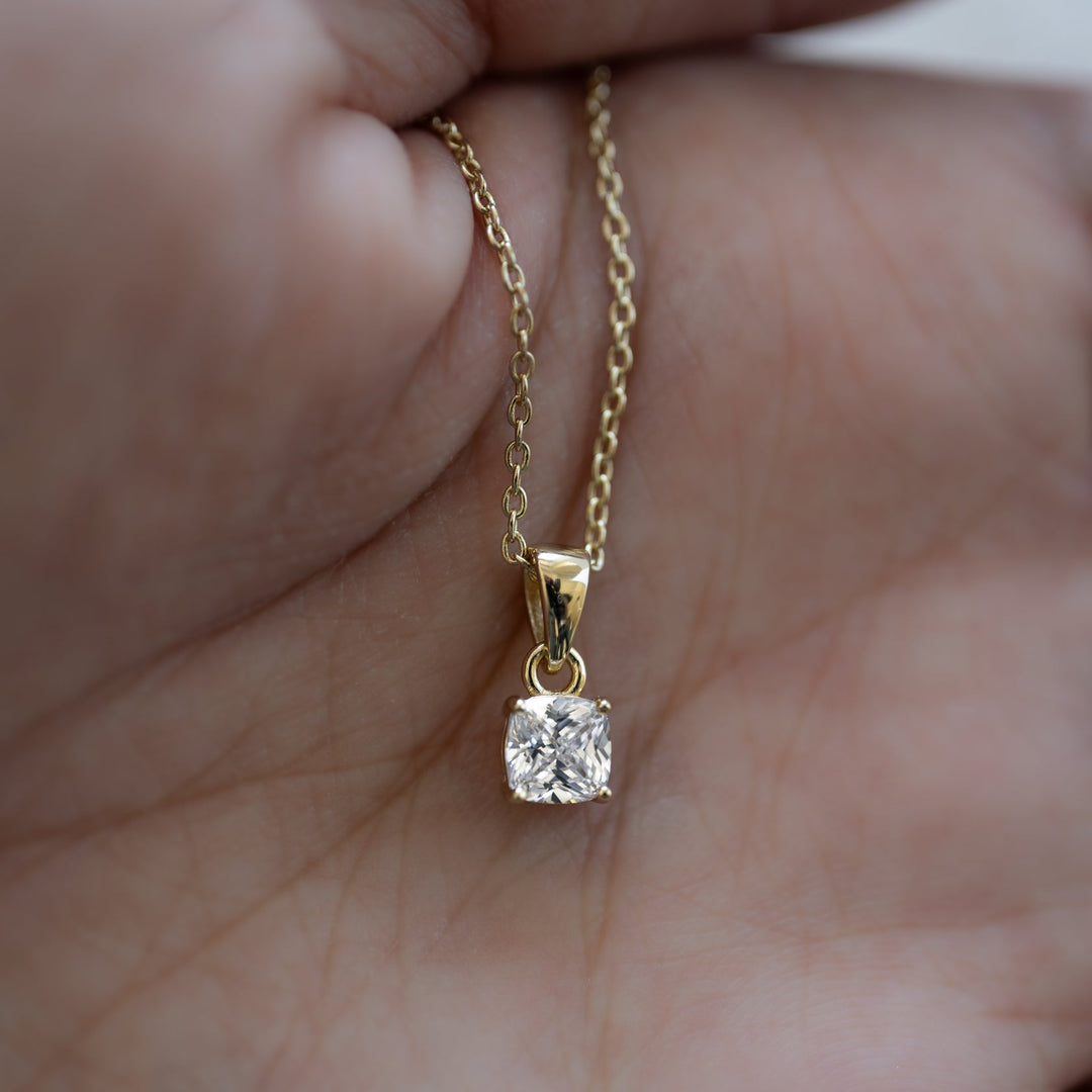 Cushion Solitaire Necklace