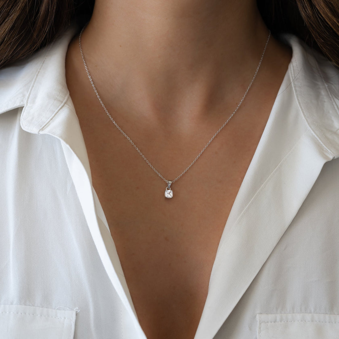 Cushion Solitaire Necklace