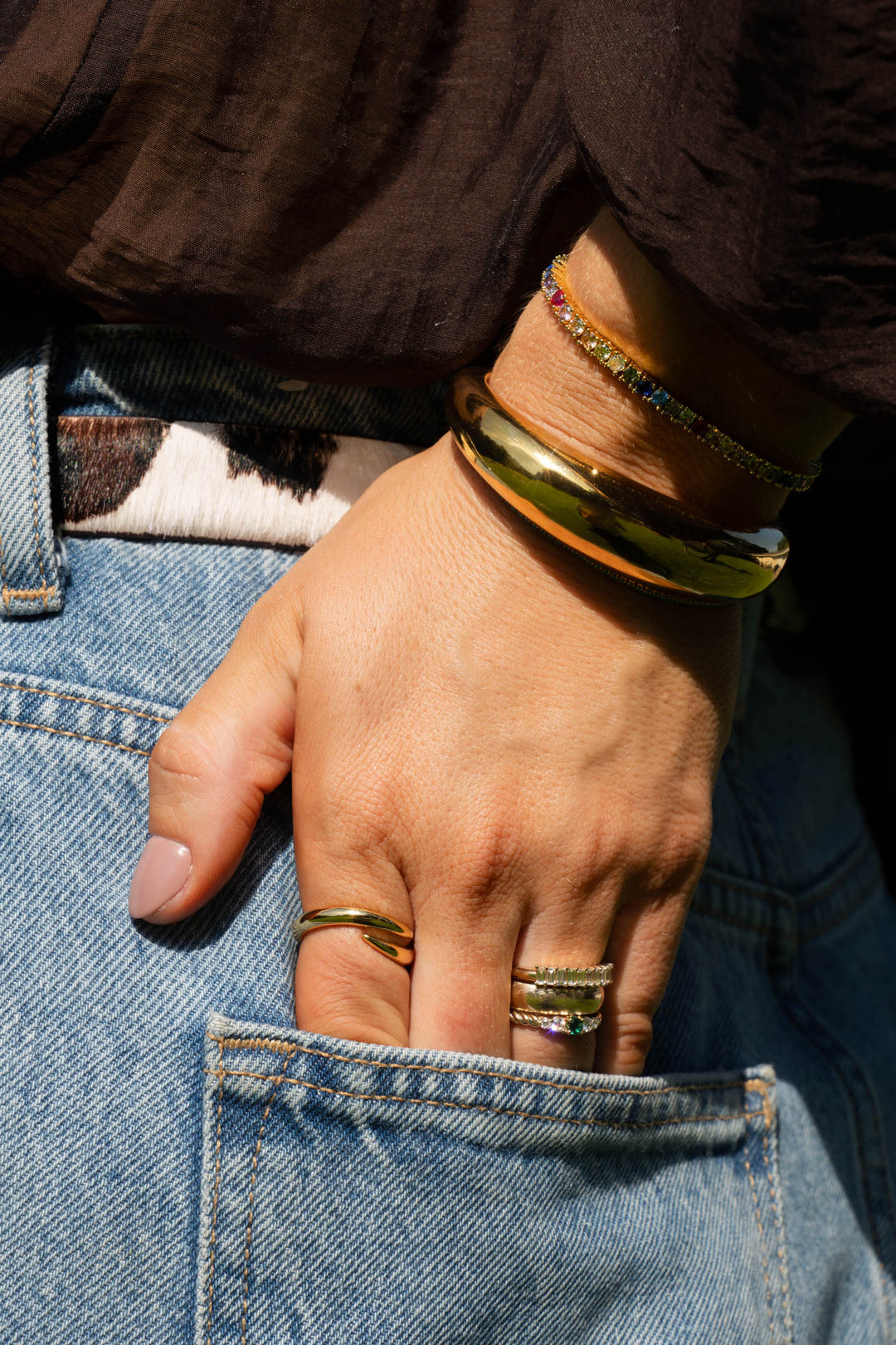 Gold Polished Spiral Adjustable Ring