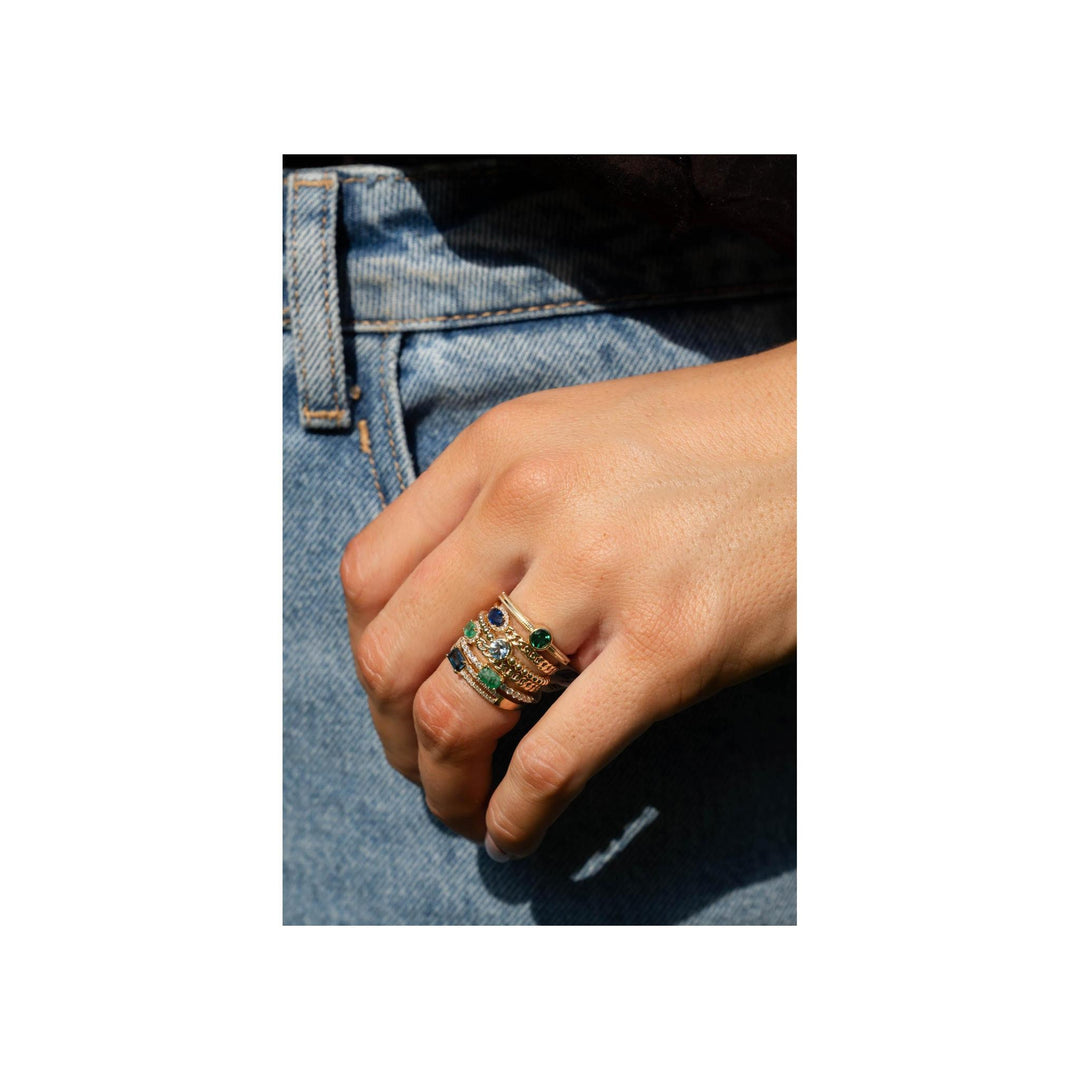 14K Gemstone Graduated Bead Ring