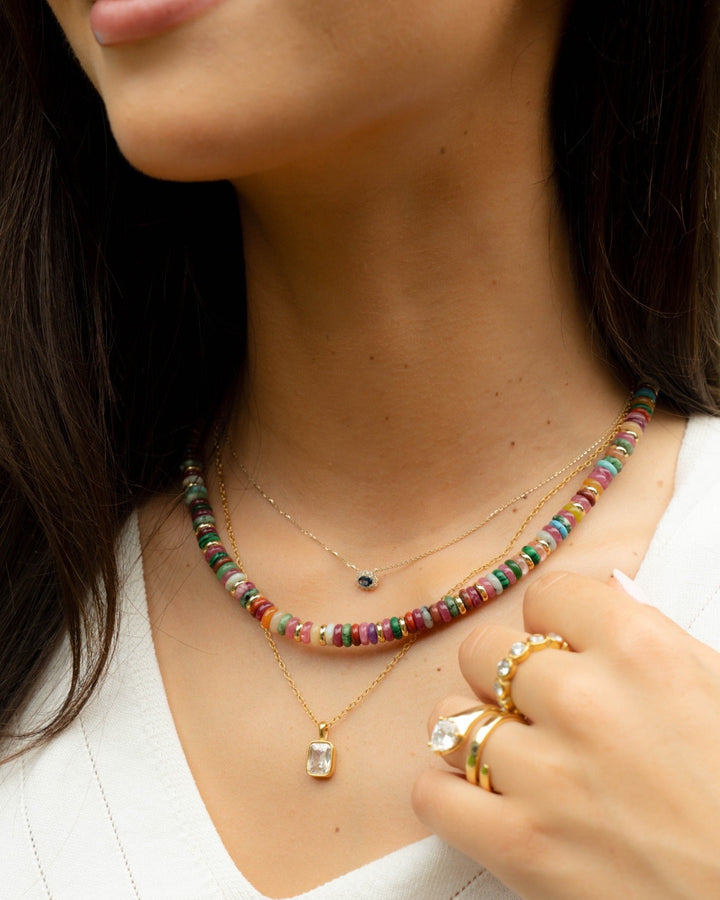 Radiant Bezel Chain Necklace