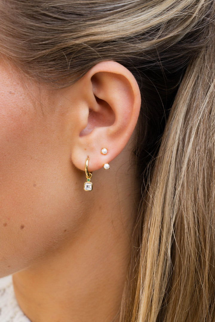 CZ Dangle Link Hoops
